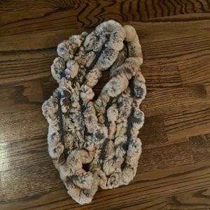 Vintage Fur Scarf with Knit Detailing